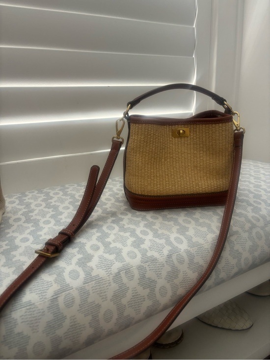 Mango Handbags - Mango Woven Straw Crossbody Bag with Brown Leather Trim